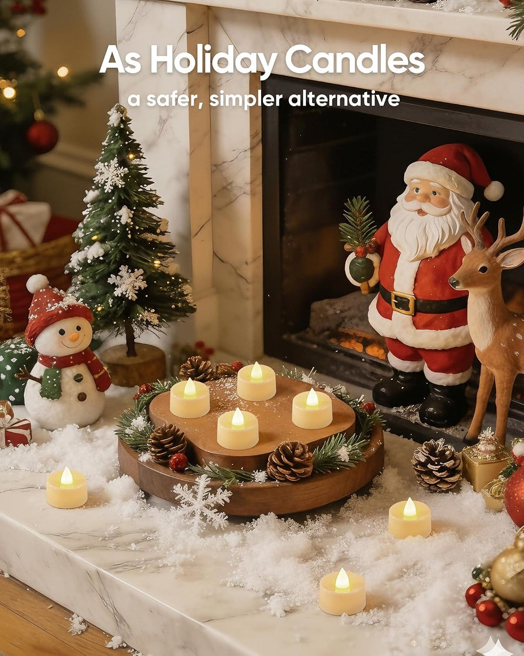 Amagic 30 Pcs Flickering Flameless LED Tea Lights Battery Operated, White
