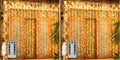 Ollny Curtain Lights 6.6x6.6ft, 200 LED String Lights with Remote 8 Modes Dimmable Timer, USB Power Fairy Light for Bedroom Backdrop Indoor Wall Window Christmas Decorations, Warm White (Pack of 2)