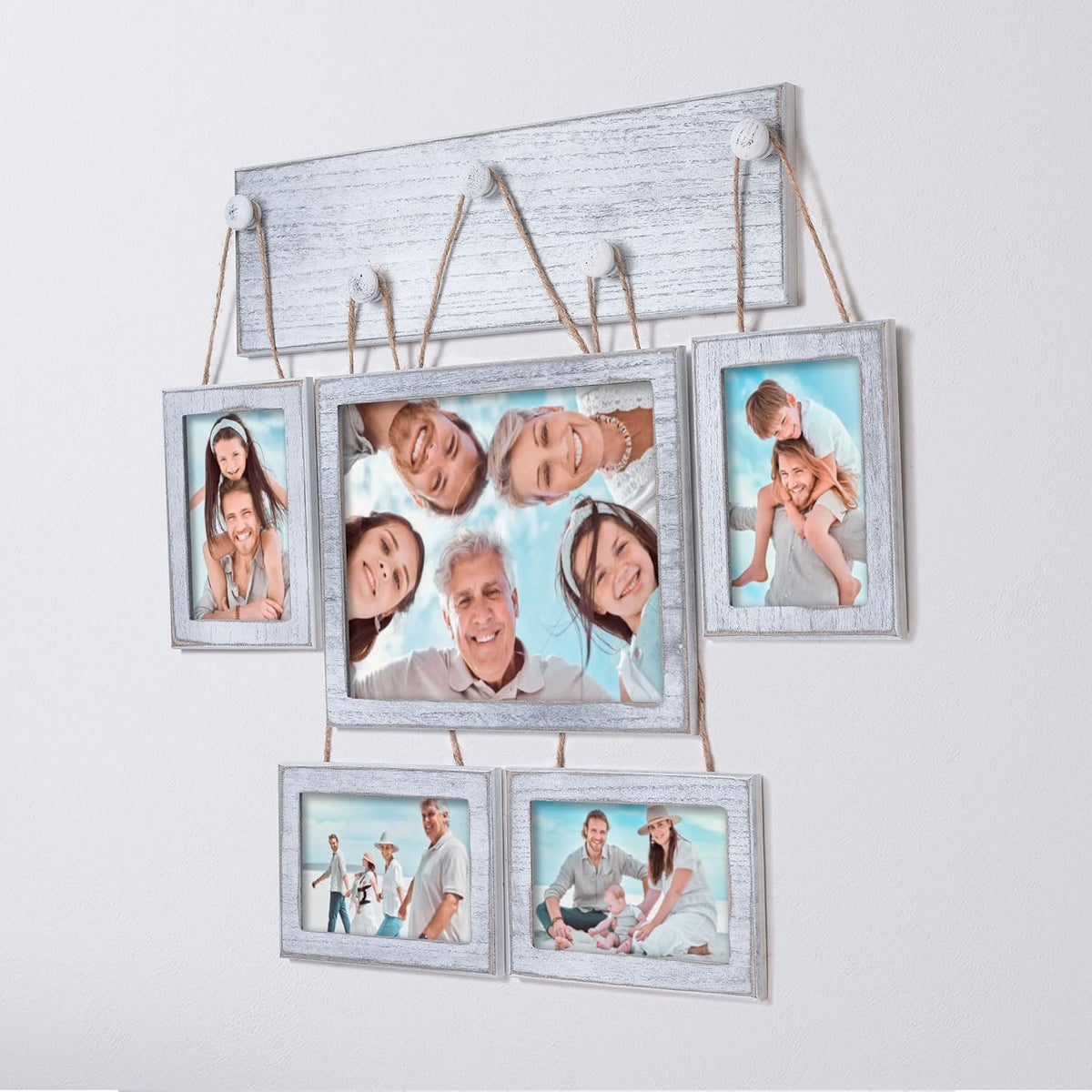 Collage Picture Frames 4x6 Set of 5 for Wall – Rustic White Farmhouse