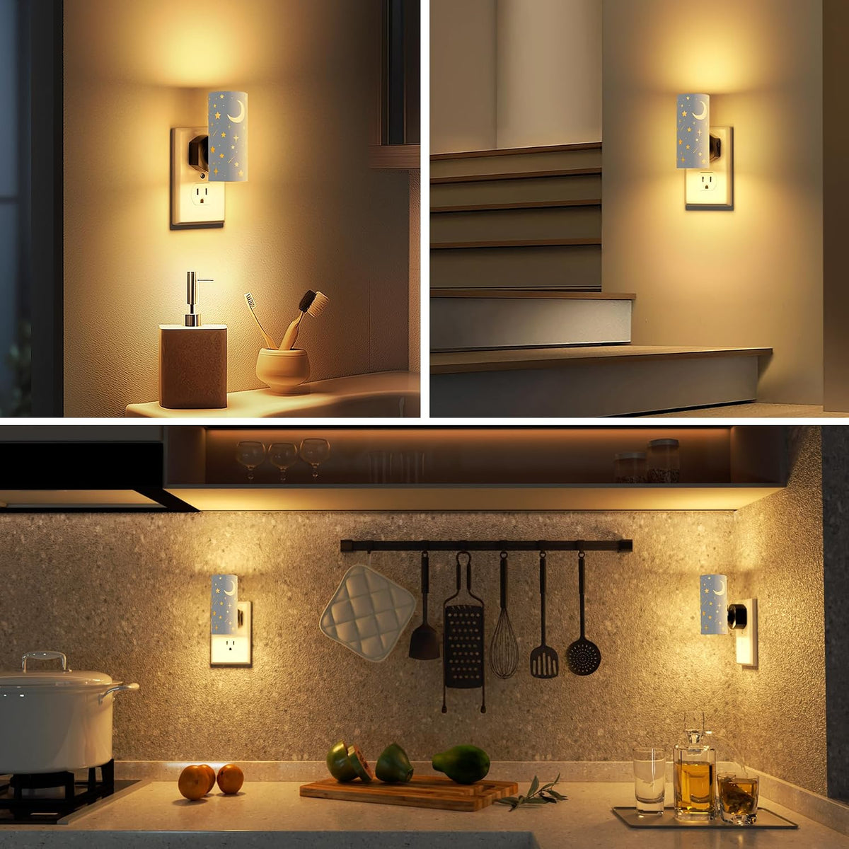 LED Night Lights Plug into Wall, Bright Nightlights, White Stars