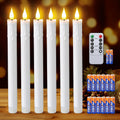 Enhon 6 Pack Flameless Taper Candles with Remote & Batteries, 10" White LED Candle Sticks, 3D Wick & Wax Drip Design, 624+ Hour Battery Operated Candles for Home, Wedding & Christmas Decor