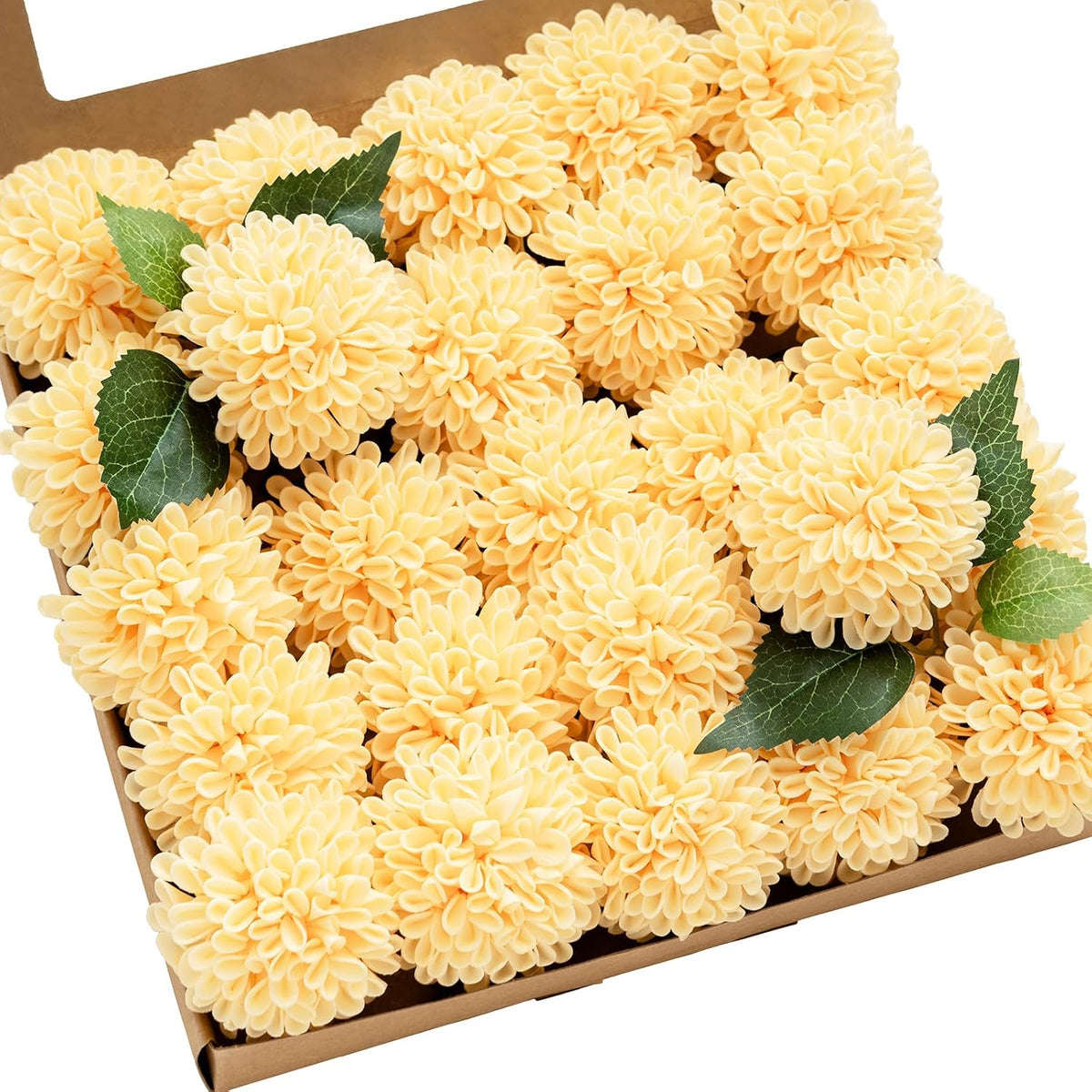 Ling's moment Creamy Yellow Artificial Dahlias, Wedding Flowers, 25 pcs