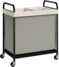 ELYKEN Laundry Hamper 2 Section, 100L Rolling Laundry Sorter with Wheels