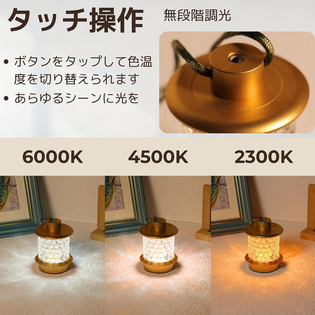 Cordless Small Table Lamp, Metal Glass, Lanyard, Dimmable, Coffee