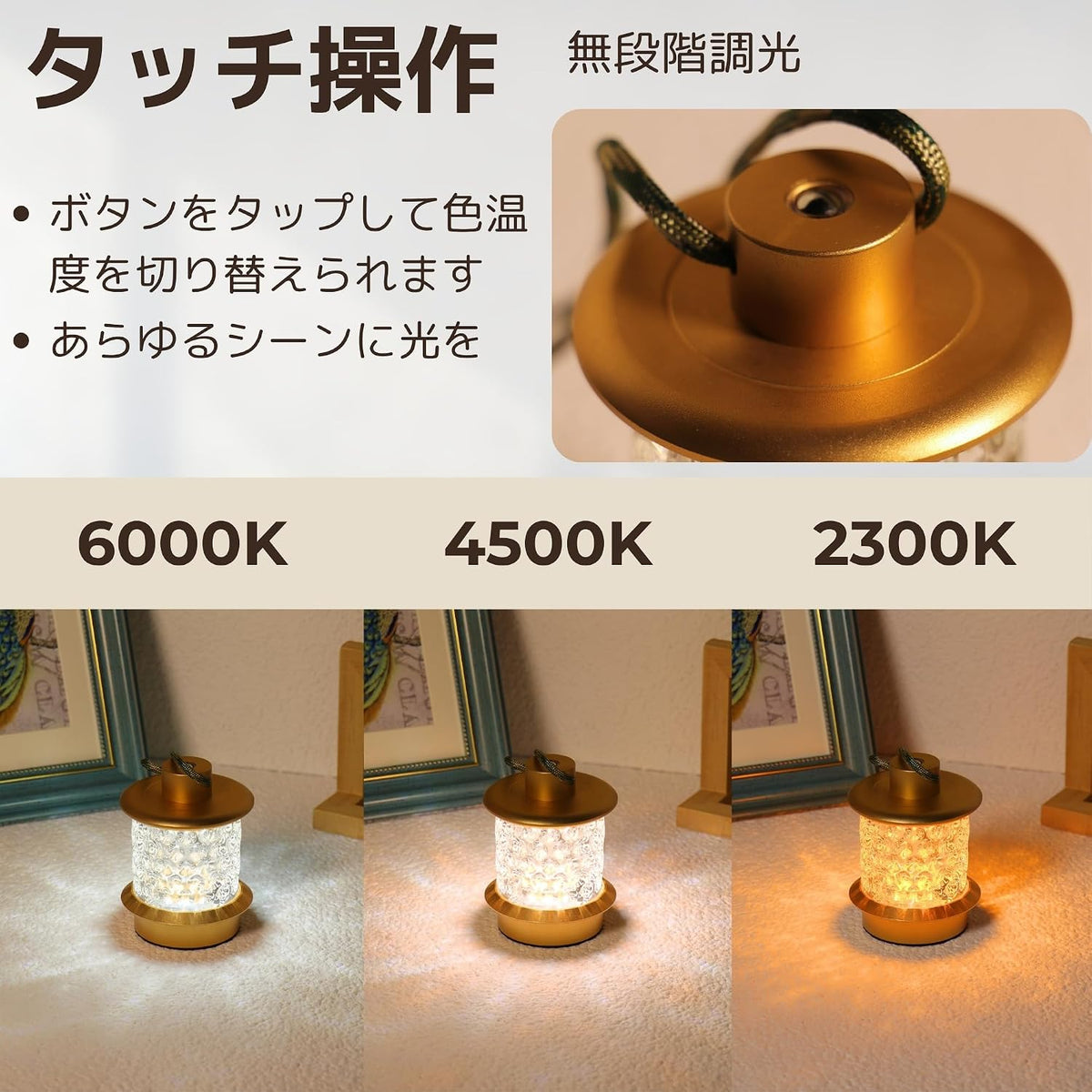 Cordless Small Table Lamp, Metal Glass, Lanyard, Dimmable, Coffee