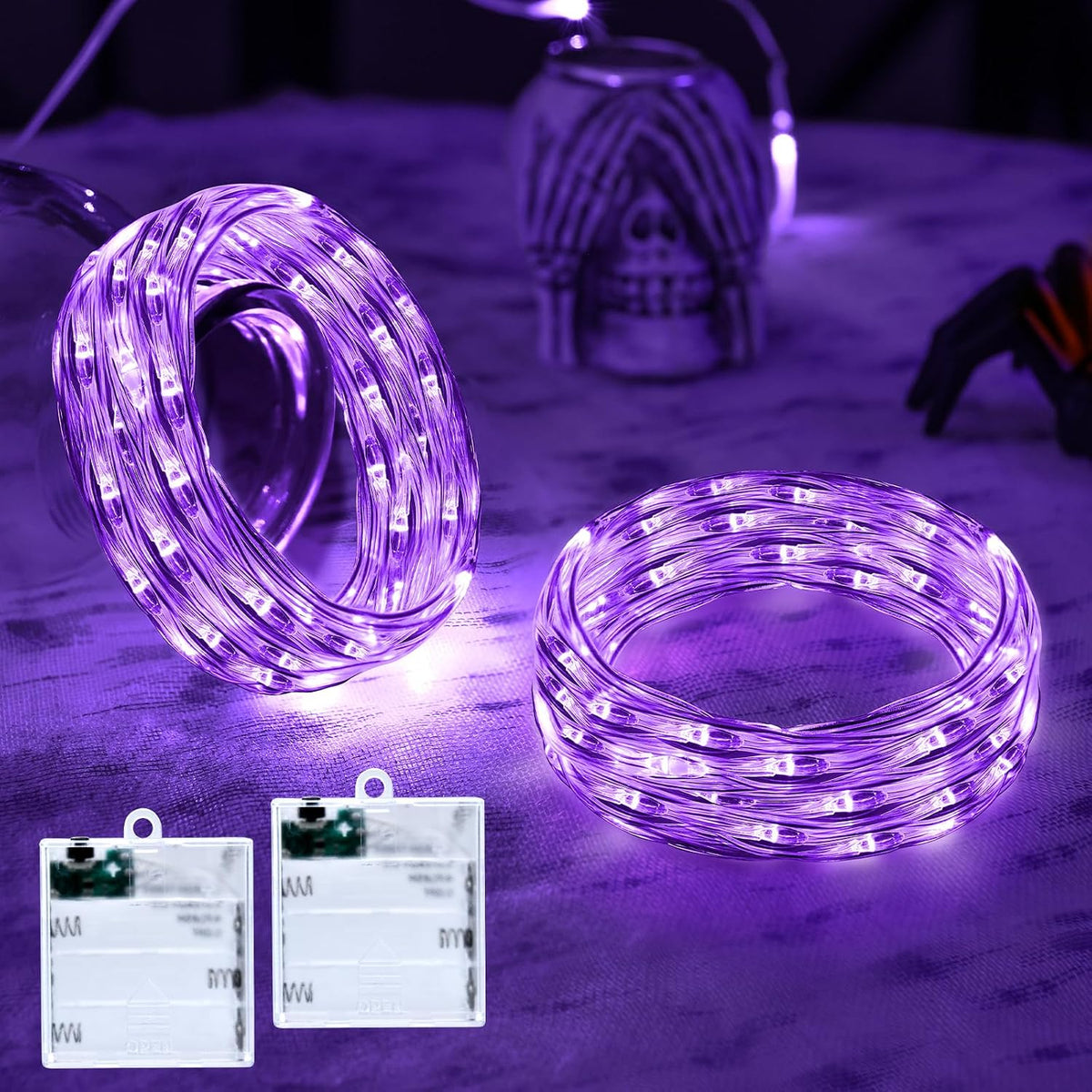 cshare Purple Fairy Lights Outdoor Waterproof 9.8ft 30 LED, Purple Halloween Lights Battery Operated with Timer for Indoor & Outdoor Christmas Halloween Decorations Garland Party Garden