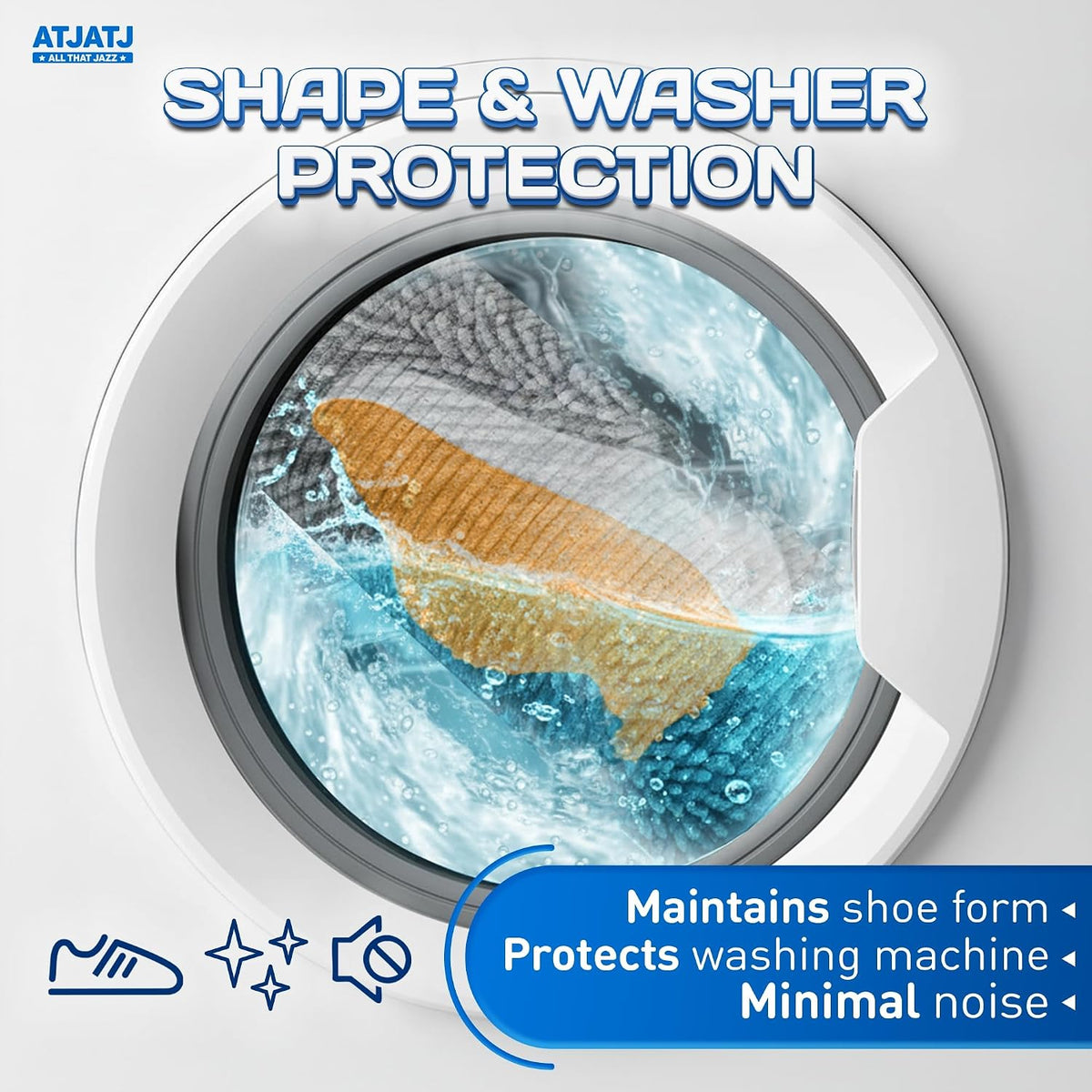 2-Pack Shoe Washing Machine Bag, 360° Deep Shoe Laundry Bag for Washer, Reusable Mesh Shoe Bag with Secure Zipper, Easy Clean Shoe Bag for Sneakers, Tennis Shoes & Gym Trainers