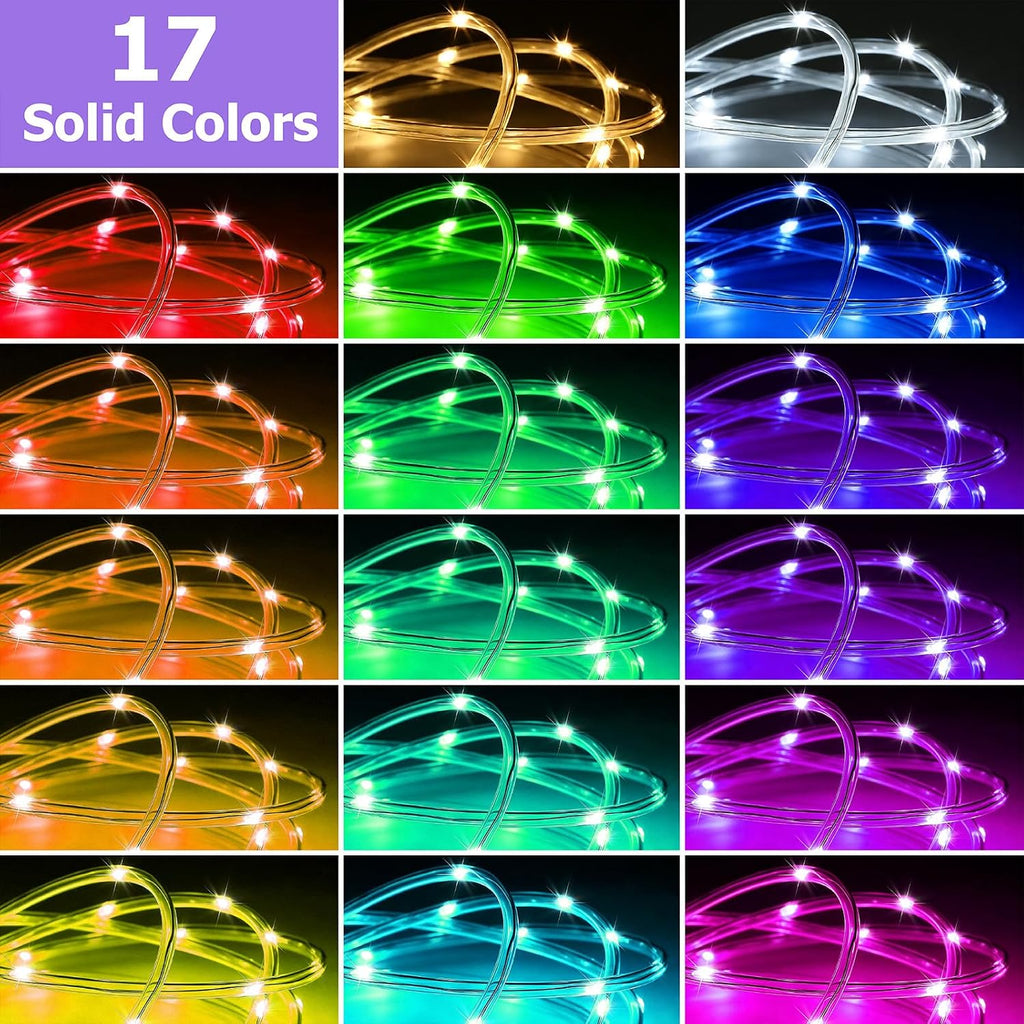 100ft Rope Lights for Outside, IP68 Waterproof Dimmable Outdoor String Lights with 2 Rmote 25 Colors 149 Modes, RGB Warm White Twincle &Chasing LED Fairy Light Strip for Christmas Decor Indoor Bedroom