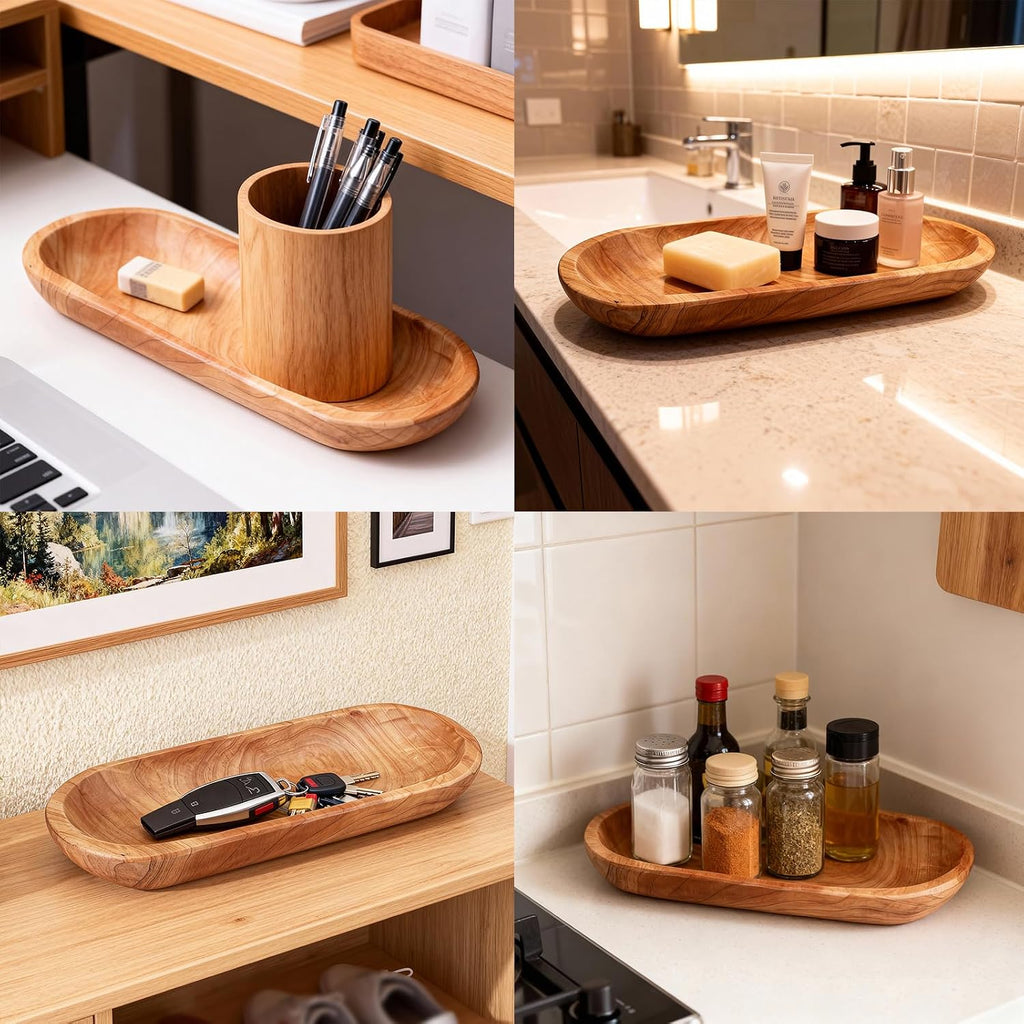 14.17" Wood Cedar Decorative Bowl, Fruit tray, Medium Size