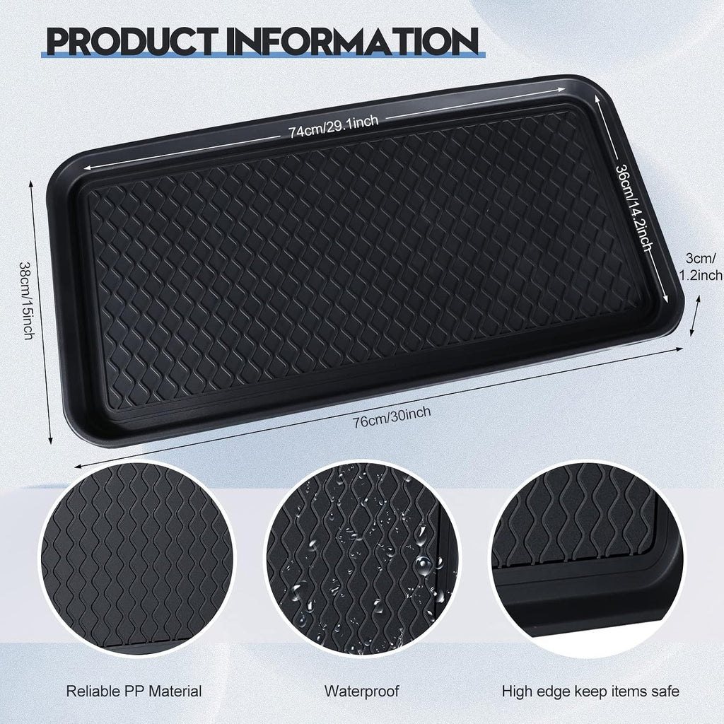 6 Pcs PET Boot Tray Waterproof Shoe Mat Tray,30 x 15 x 1.2 inch,Black