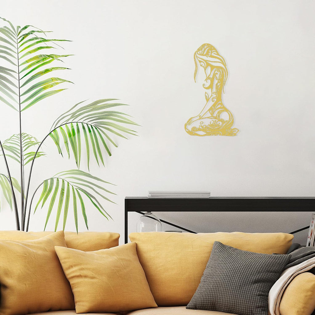 Xedatric Abstract Metal Wall Art Minimalist Line Sculpture for Home.Gold.