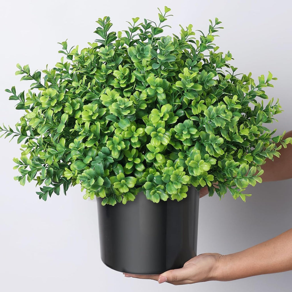 2 Sets of Artificial Boxwood Topiary Trees for Front Door Decoration(Green)