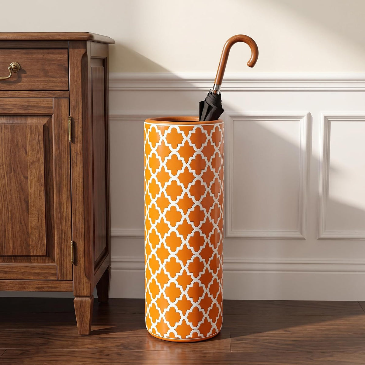 24" H Ceramic Umbrella Stand Contemporary for Entryway Storing Canes