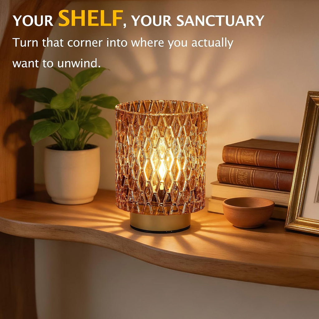 ULAROOM Battery Operated Table Lamp,Cordless Small Accent lamp, Amber