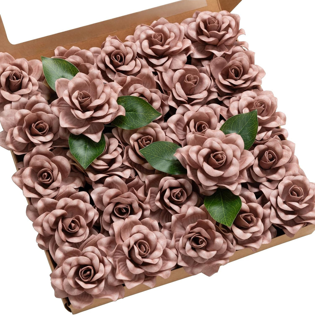 Ling's moment Pink Artificial Gardenia Flowers with Stems, 25 pcs