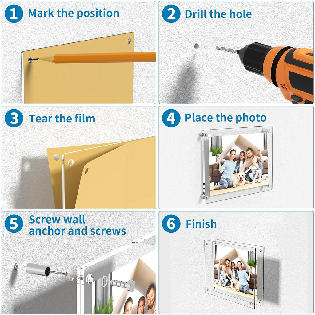 AITEE 11x14 Acrylic Picture Frames 4 Pack, Clear Floating Wall Frames
