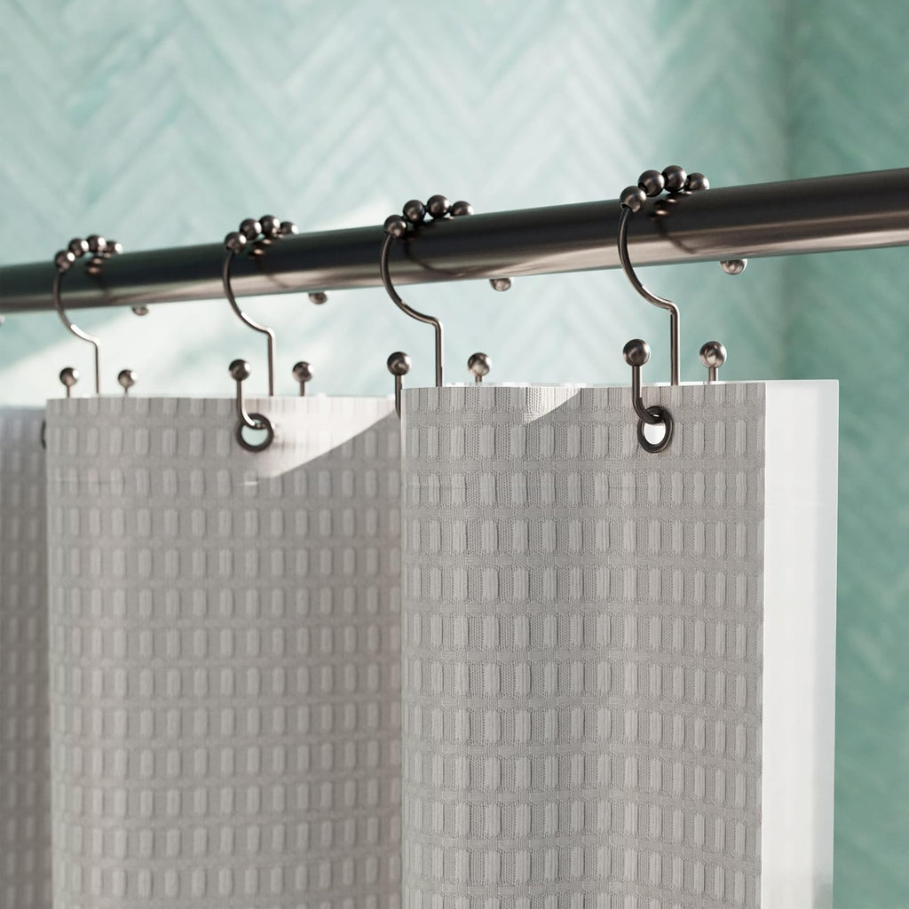 Zenna Home Metal Double Glide Shower Rings, Oil Rubbed Bronze – Set of 12 Heavy Duty, Rust-Resistant Shower Rings with Smooth Glide for Shower Curtains and Liners