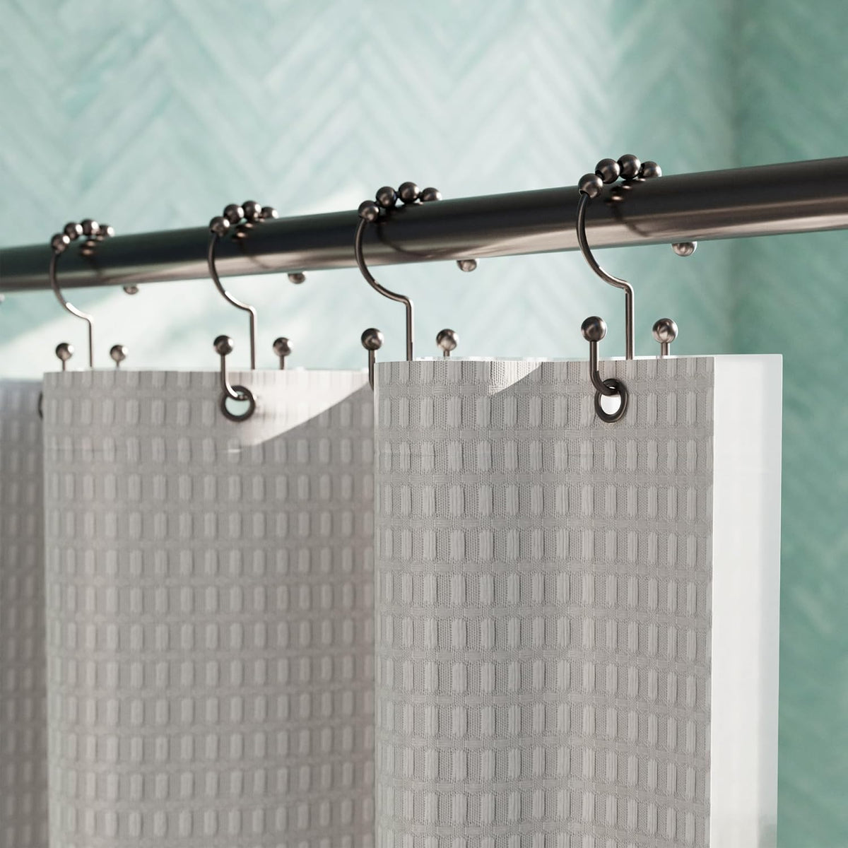 Zenna Home Metal Double Glide Shower Rings, Oil Rubbed Bronze – Set of 12 Heavy Duty, Rust-Resistant Shower Rings with Smooth Glide for Shower Curtains and Liners