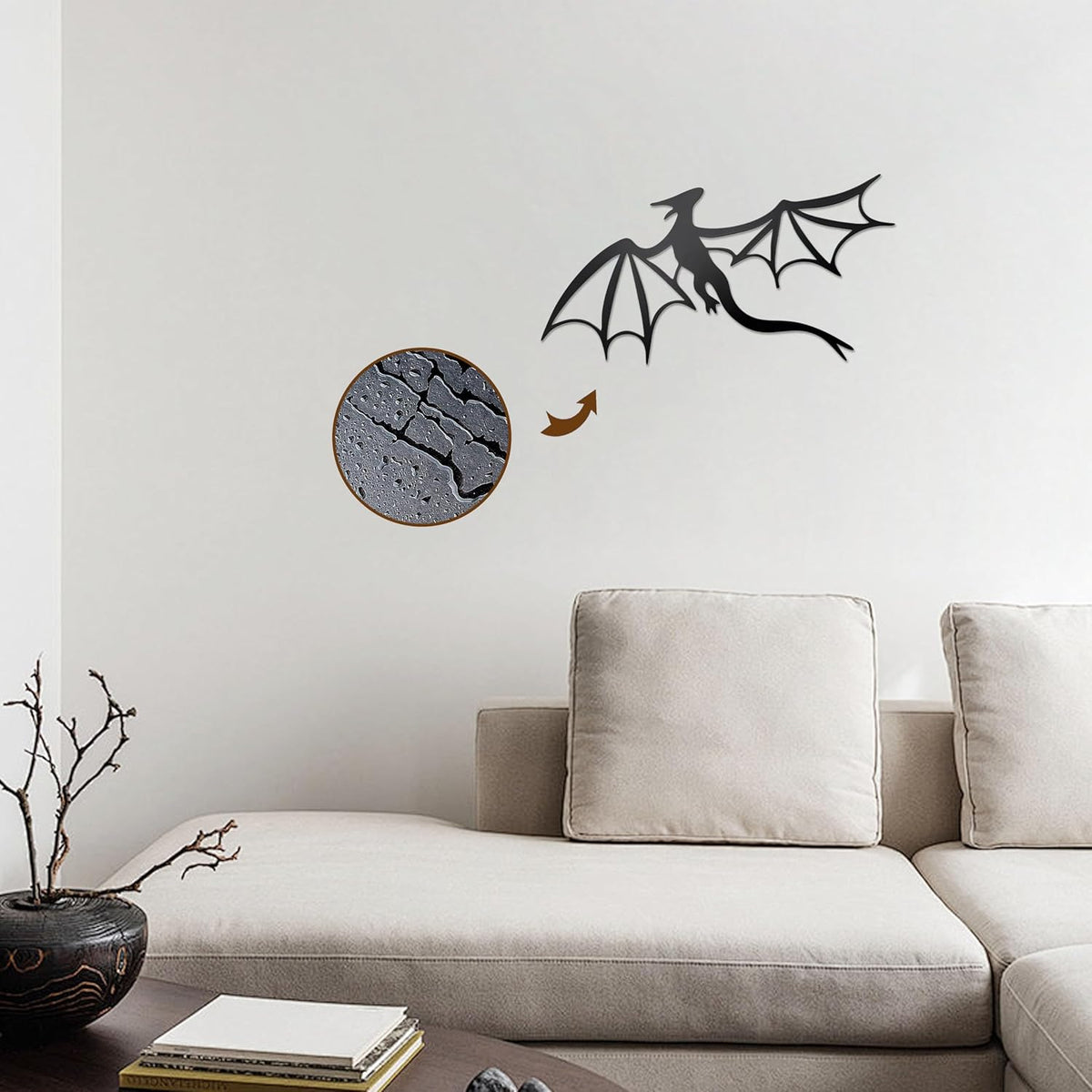 Prmstp 3 Set of Dragon Metal Wall Art, Black Dragon Wall Decor