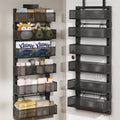 Over The Door Organizer, 6-Tier Heavy-Duty Metal Mesh Rack, Adjustable Large Baskets, 2-in-1 Hanging or Wall Mount Spice Rack, Behind The Door Organizer for Bedroom Closet Bathroom Pantry Kitchen