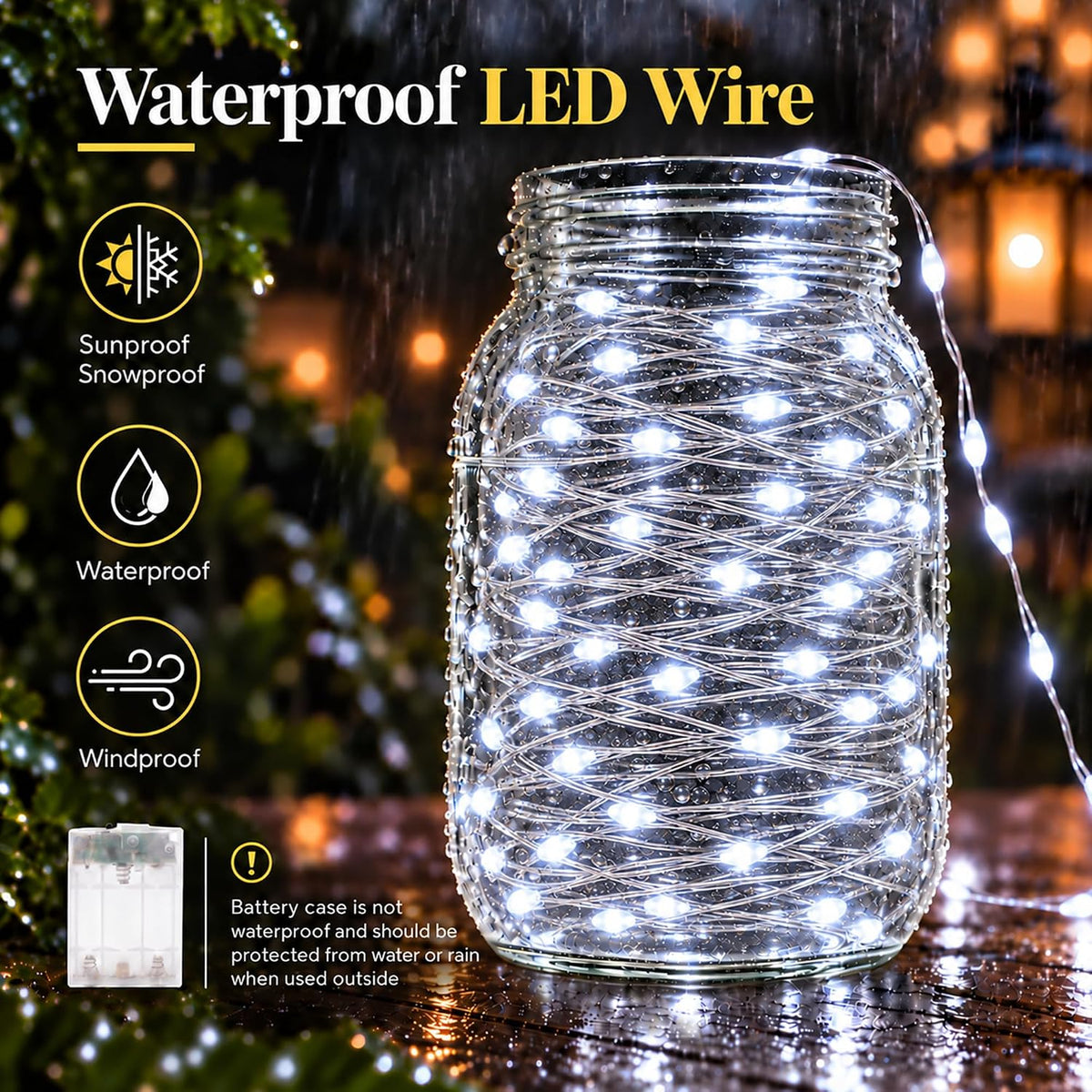 Adamonda 4 Pack Twinkle Fairy Lights Battery Operated,80FT Total (20FT per Strand), 240 Mini LEDs, IP65 Waterproof String Lights for Bedroom Christmas Party Indoor & Outdoor Decoration(Cool White)