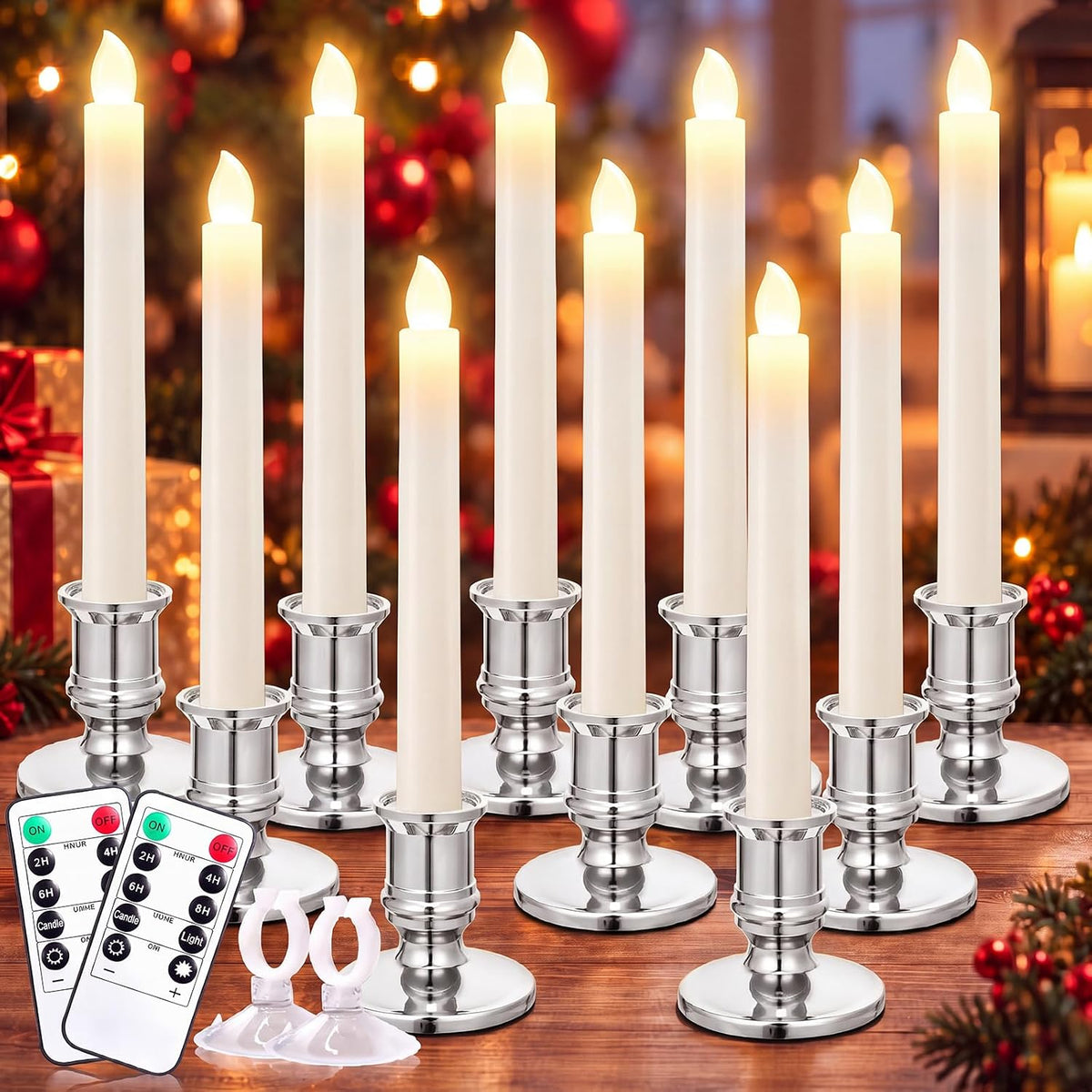 Verdenu 10 Pack Window Candles Battery Operated with Remote Timer