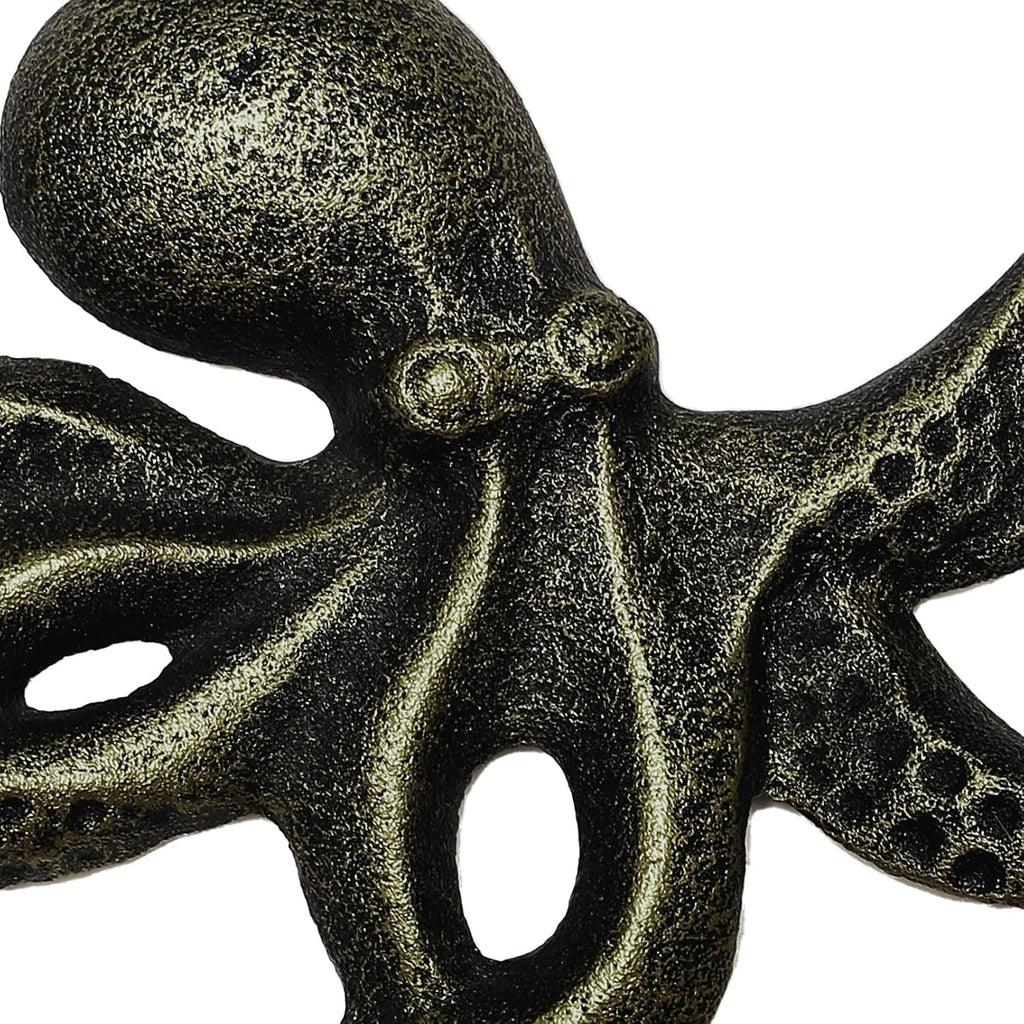 Cast Iron Octopus Wall Hook, Decorative Hooks, 2Pcs, Bronze