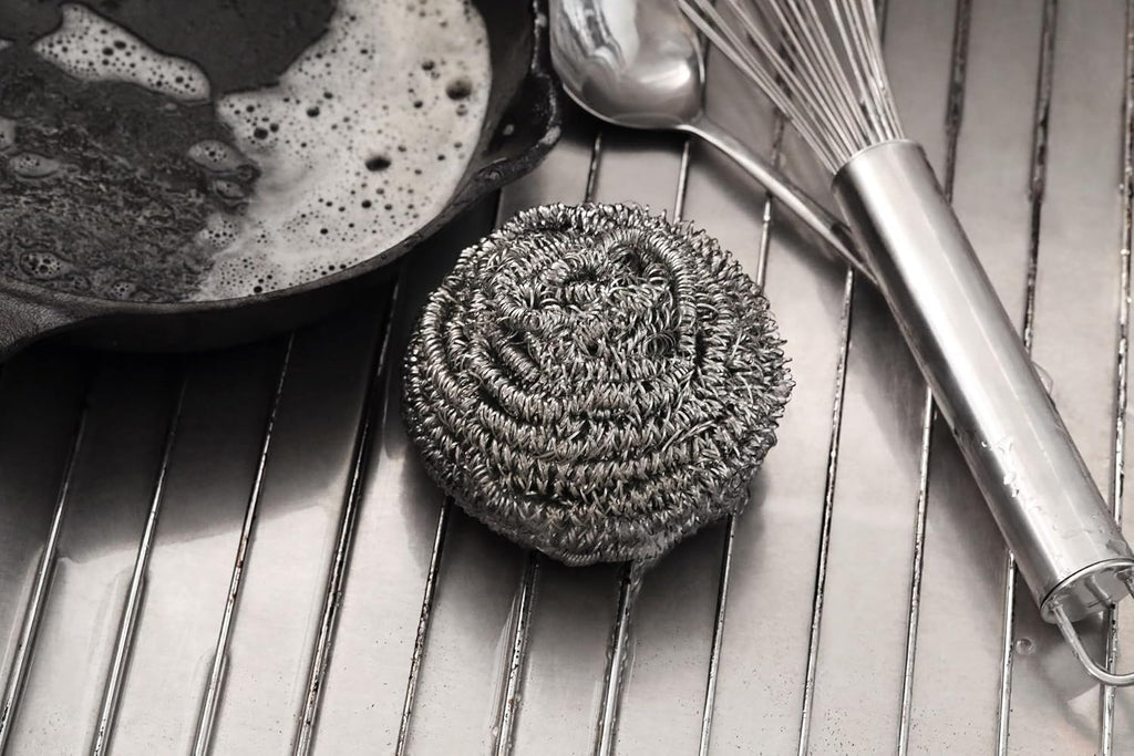 New Star Foodservice Extra Large (50 Grams) Stainless Steel Sponges Scrubbers, Set of 12