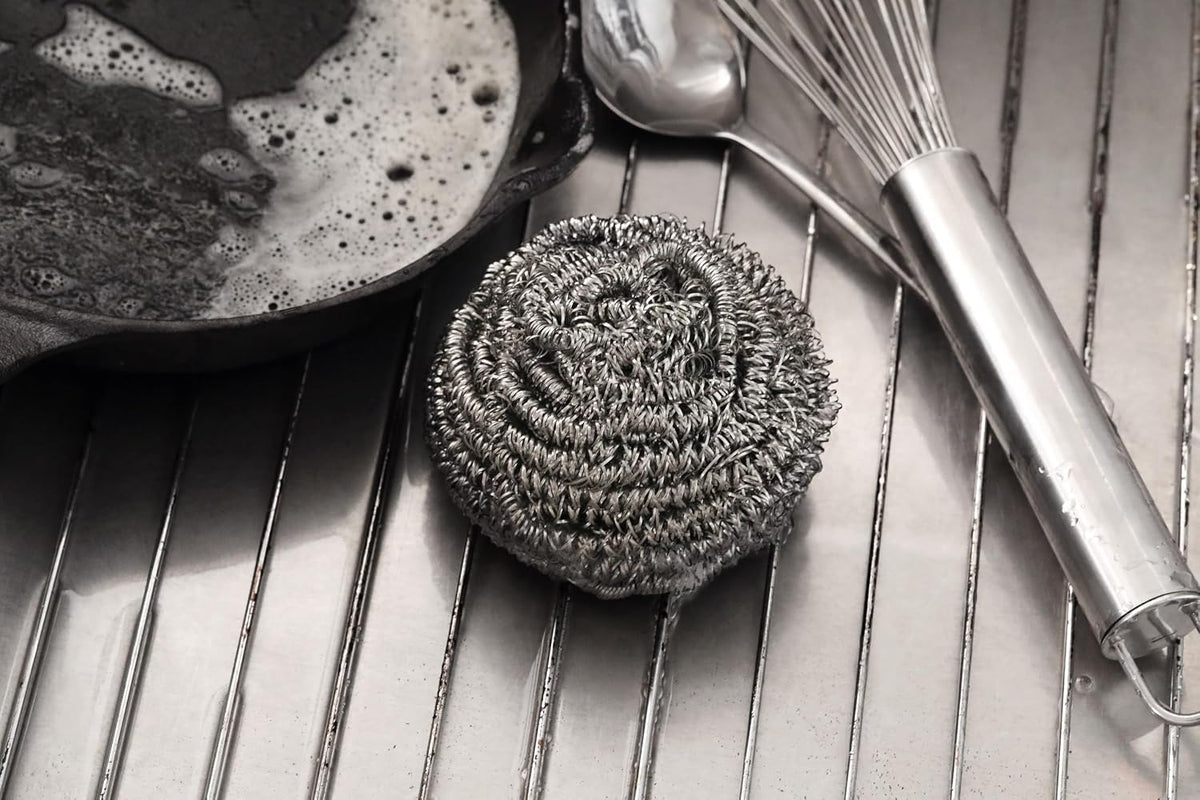 New Star Foodservice Extra Large (50 Grams) Stainless Steel Sponges Scrubbers, Set of 12