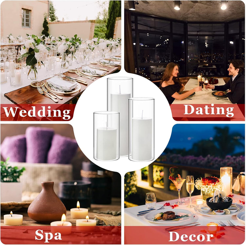 Shihanee 12 Pillar Candles W Vases,2.6'' X 4.7'', 5.9'', 7.9'',White