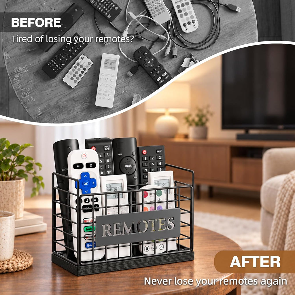 4‑Slot remote control holder, Remote Caddy with Side Handles