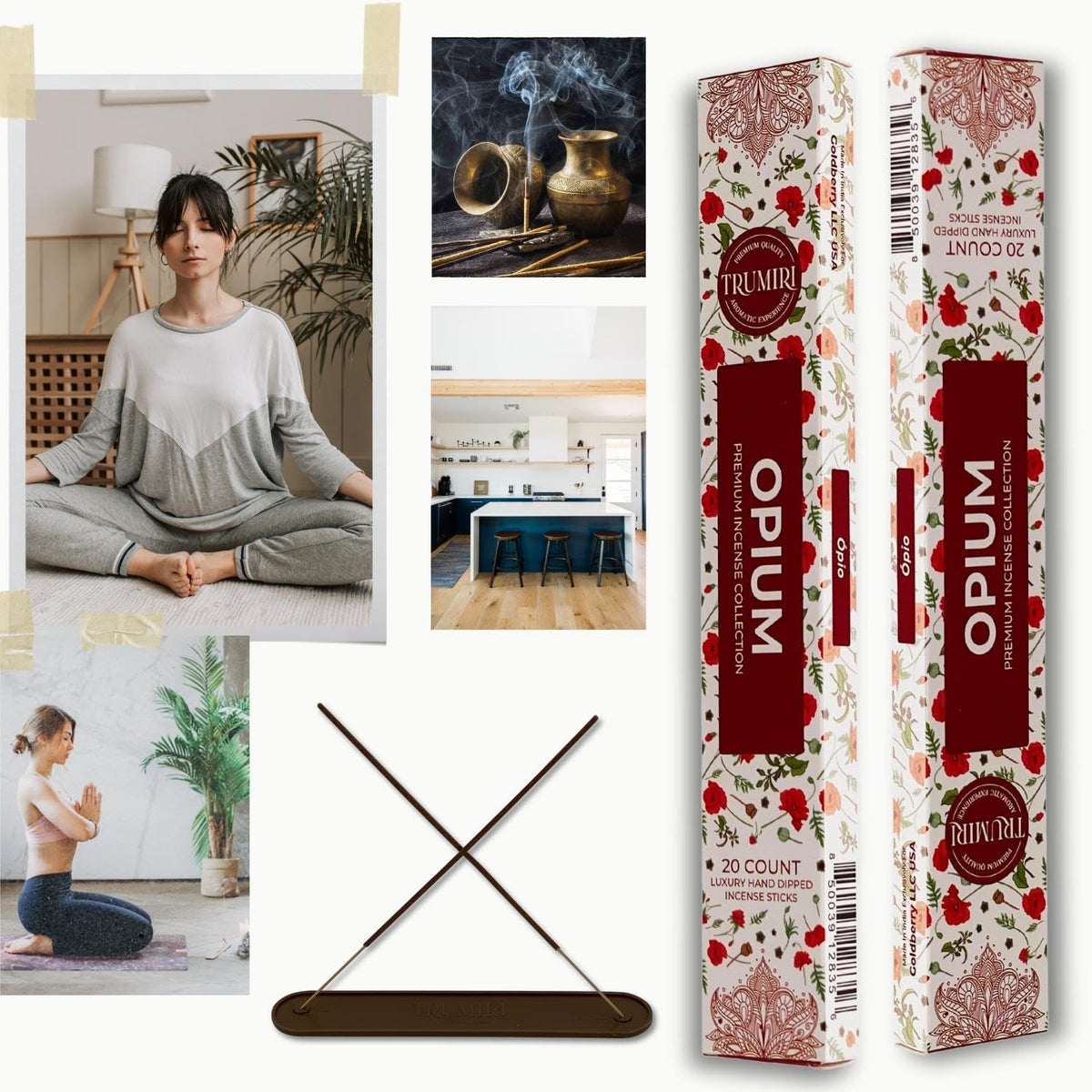 Opium Scented Incense Sticks - Total 40 Insence-Sticks - Dual Pack of 20 Insense - Inciensos - Inscents - Natural Non Toxic Ingredients - Incents - Incence - Inscense - Insents