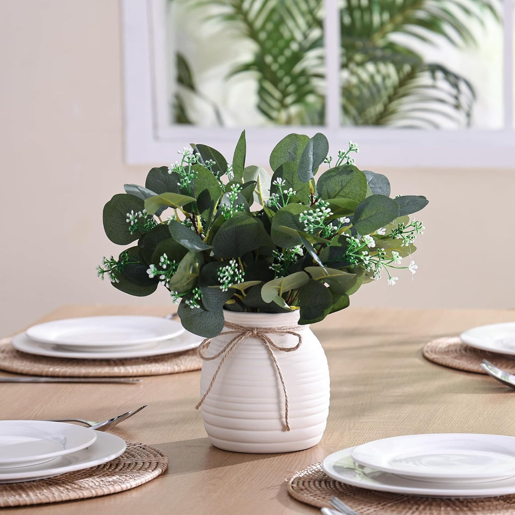 20pcs Artificial Eucalyptus Plants in Vase for Modern Farmhouse Home Decor