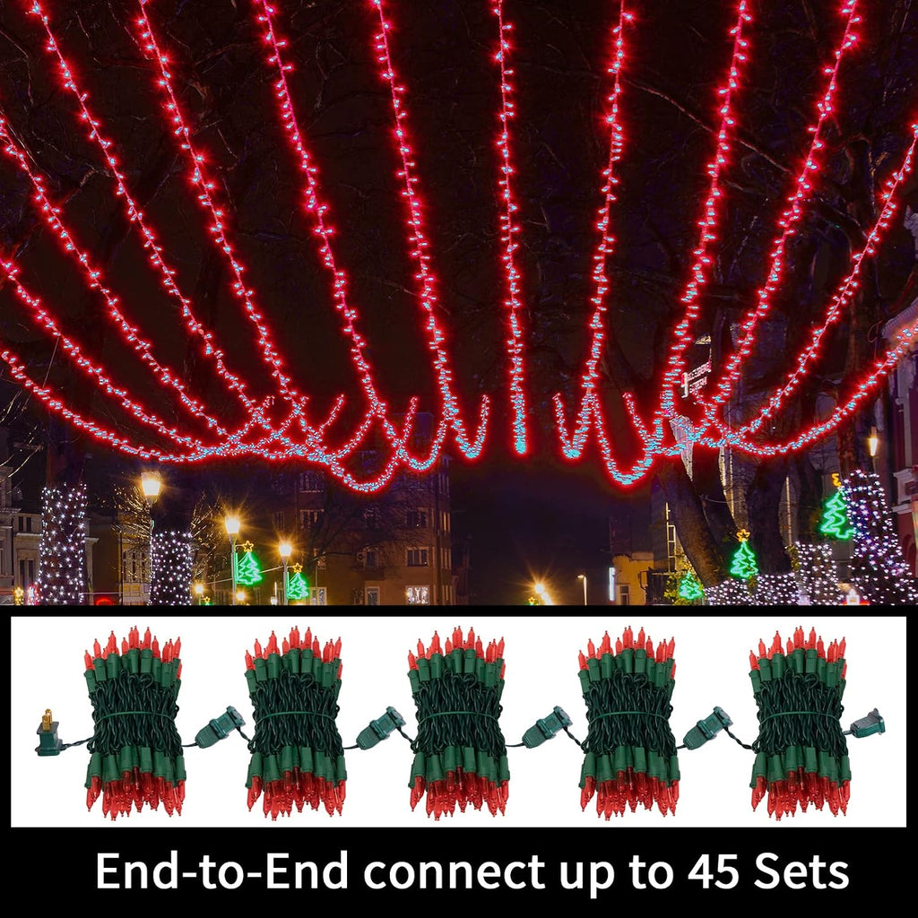 LAMPHOME 21.6FT 100 LED Red String Lights, Connectable Valentine Lights, Waterproof Red Christmas Lights Indoor Outdoor Plug-in for Valentine's Day, Mother's Day, Wedding, Party & Independence Day