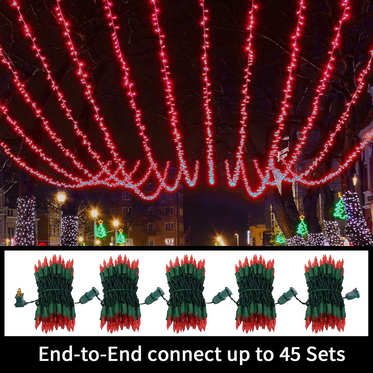 LAMPHOME 21.6FT 100 LED Red String Lights, Connectable Valentine Lights, Waterproof Red Christmas Lights Indoor Outdoor Plug-in for Valentine's Day, Mother's Day, Wedding, Party & Independence Day