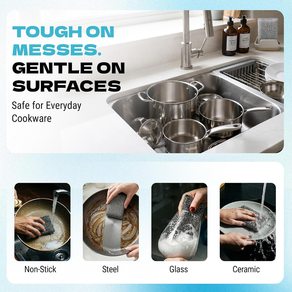 Kitchen Sponges for Dishes, Scouring Pads Non Scratch Scrubbers