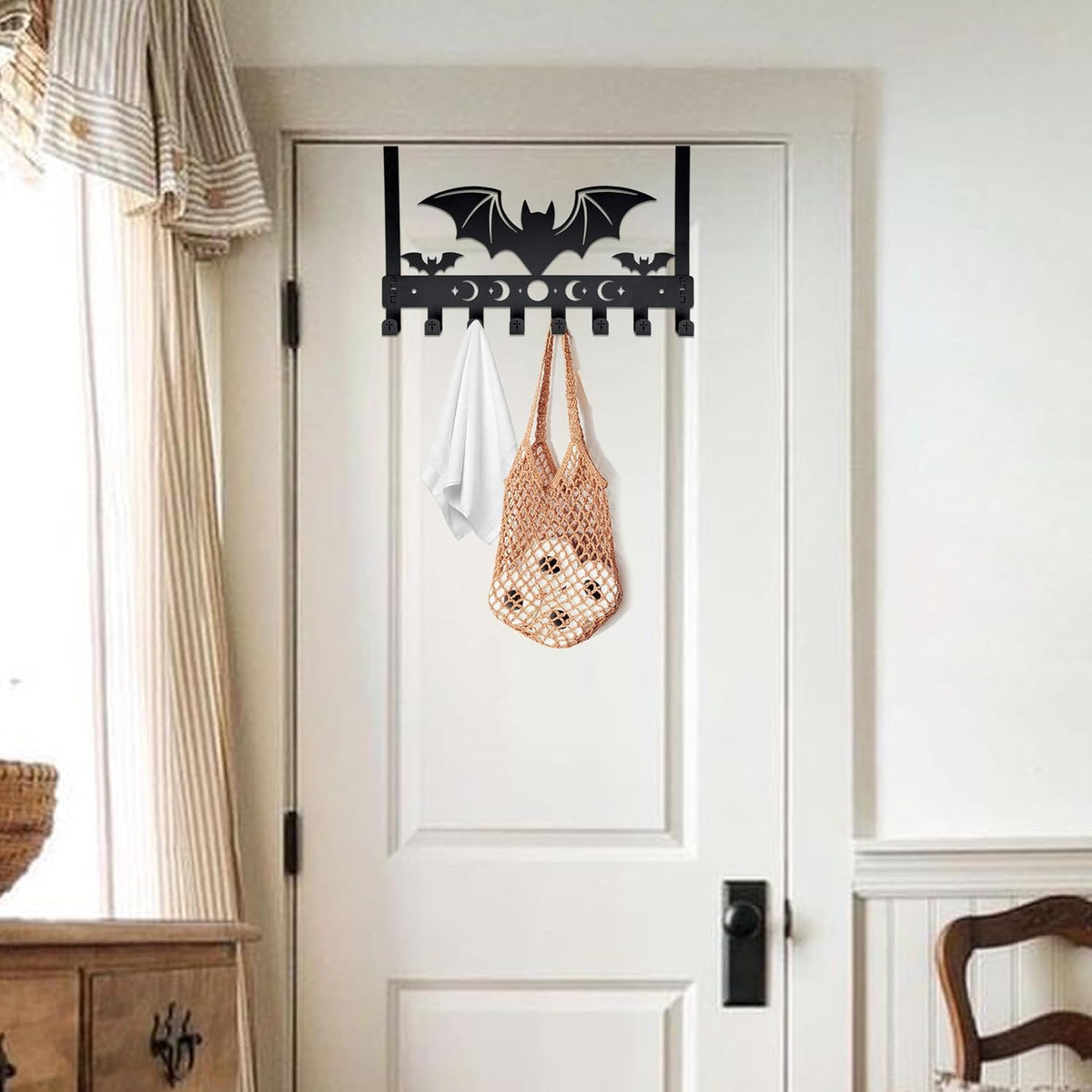 Gothic Bat Over The Door Hooks Goth Bathroom Decor Organizer Halloween