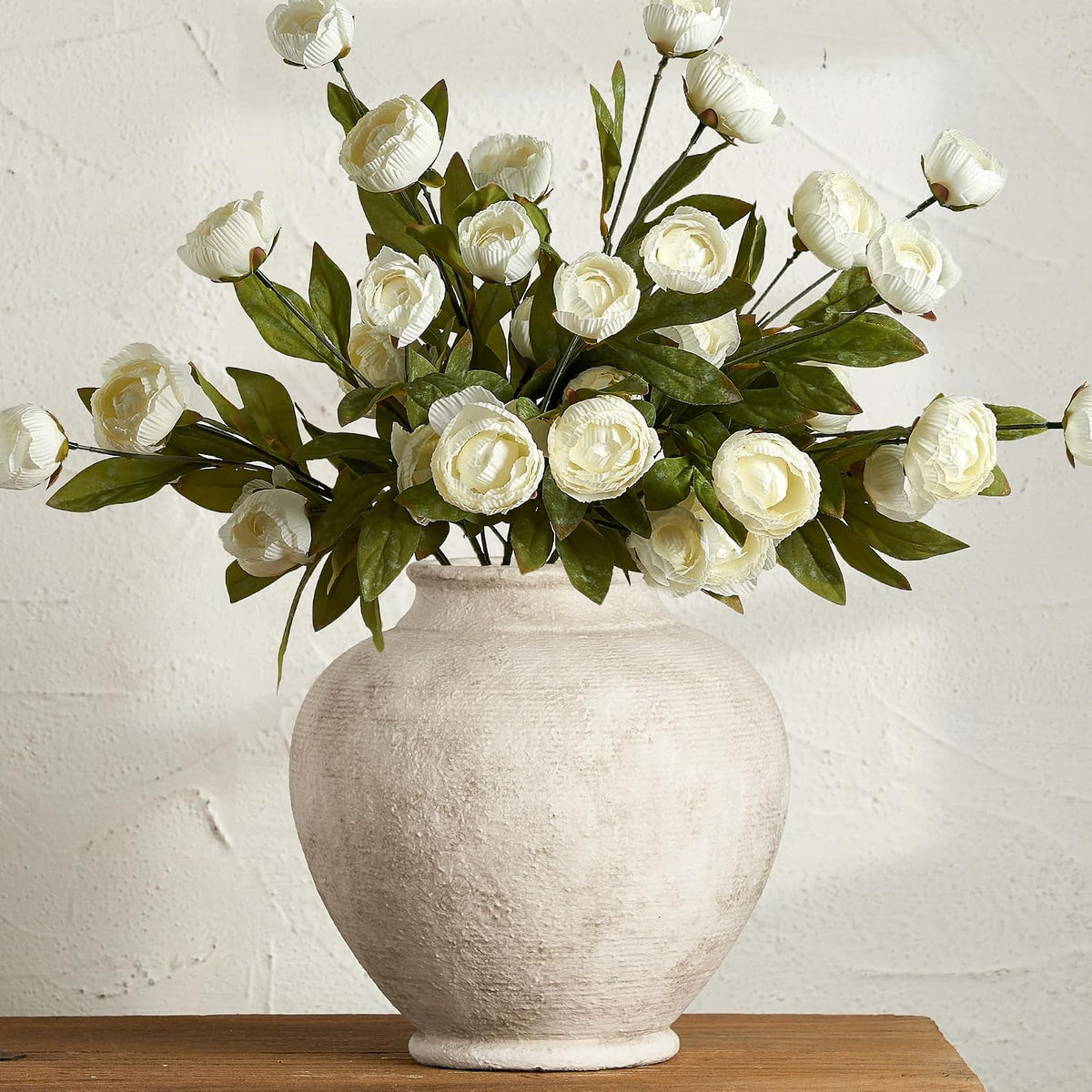 Ceramic Large Vase, Flower Rustic Vase Farmhouse Decorative Big Vases Floral Pottery Vases for Home Decor Table Living Room Entryway Mantel Bedroom Bathroom Kitchen - 9.6" D