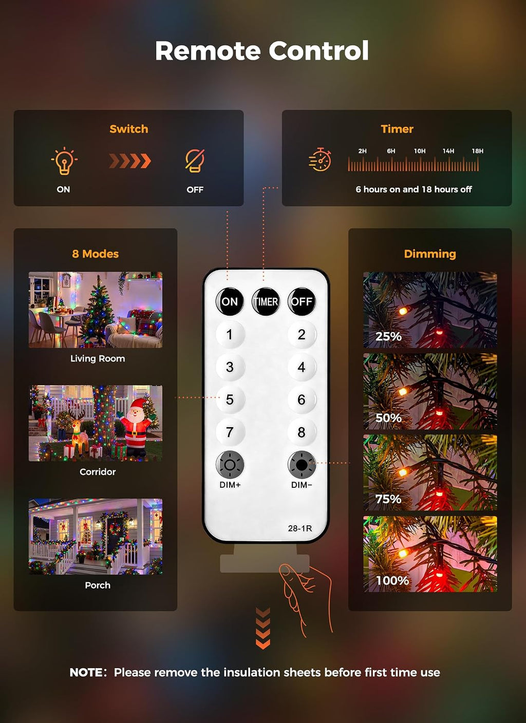 330FT 1000LED Christmas Lights Outdoor, Remote & Timer, Dimmable Multicolor