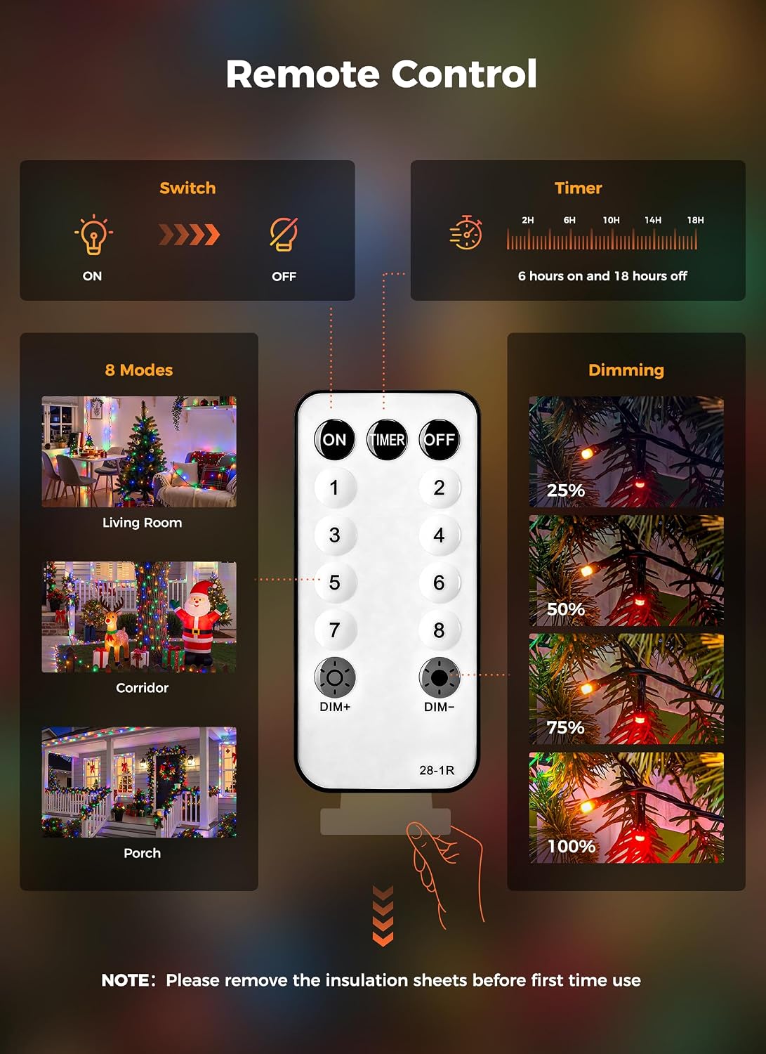 330FT 1000LED Christmas Lights Outdoor, Remote & Timer, Dimmable Multicolor