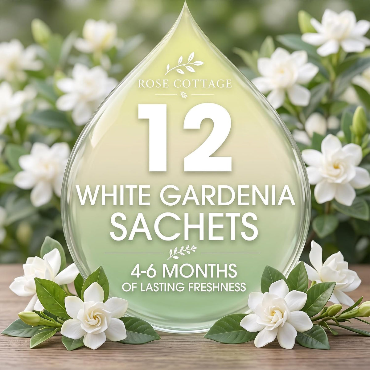 Large 12 Packs White Gardenia Hanging Scented Sachets Long-Lasting Closet Deodorizer Air Freshener Fabric Refresher Odor Eliminator for Drawer Home Fragrance Gift Set