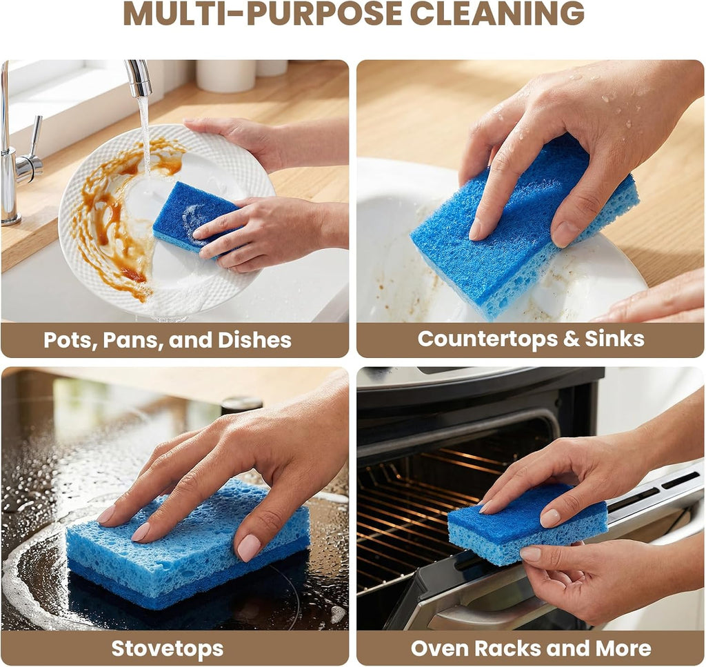 Metflavor Kitchen Sponges, 12 Count, Dual-Sided Non-Scratch Scrub Sponge