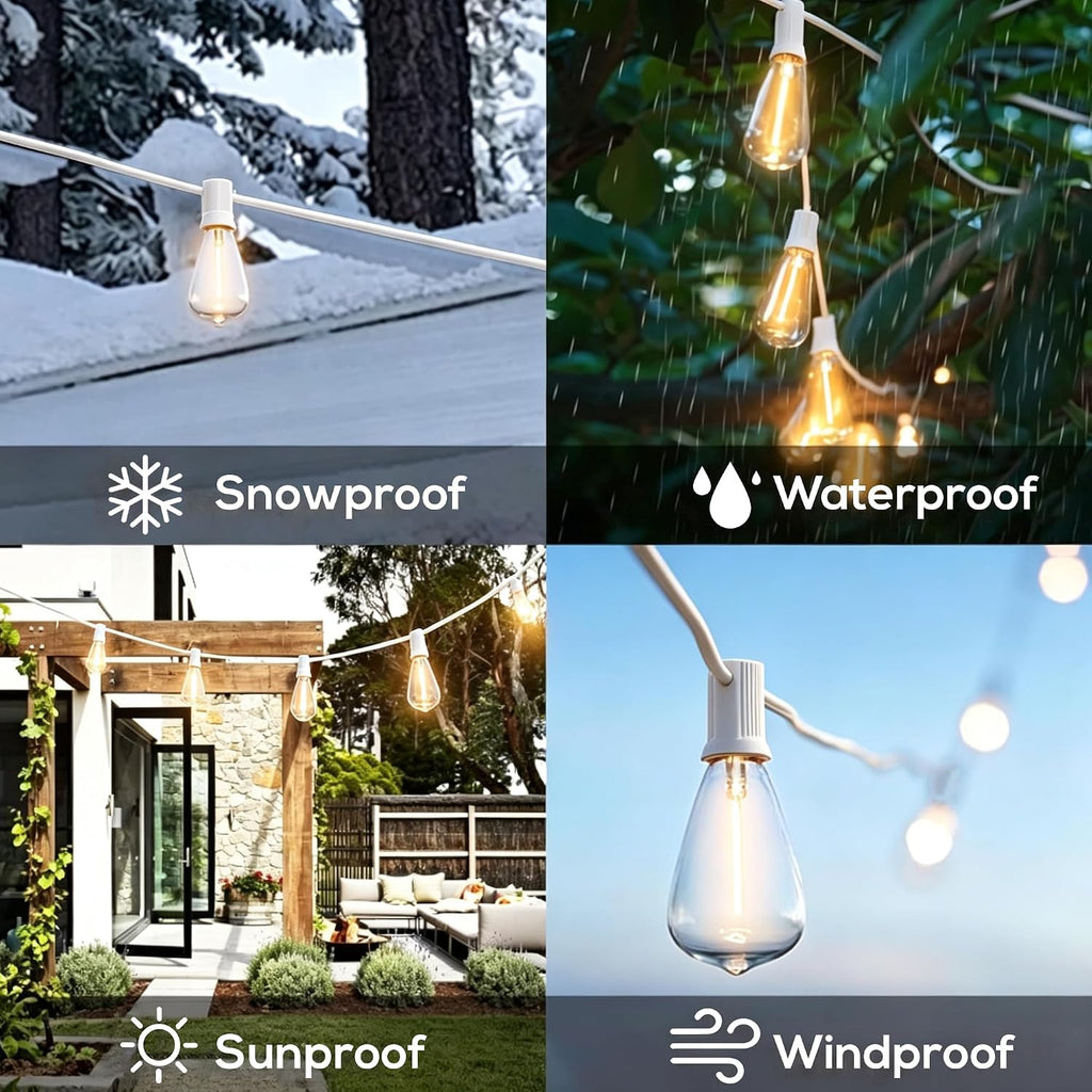 Banord ST38 Outdoor String Lights, 25FT White Patio Lights with 13 Bulbs
