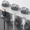 Chfeila 6 Pack Cable Clips, Dorm Room Essentials - Dual Spring Cord Organizer for Cubicle Decor, Cute Desk Organizers and Accessories, Teen Dorm Room Decor, Cubicle Accessories, Nightstand,Clear Black