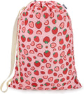 Canvas Laundry Bag with Shoulder Strap Drawstring, Strawberry, 23"W x 29"H