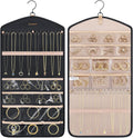 BAGSMART Hanging Jewelry Organizer with Hanger Metal Hooks Double-Sided Jewelry Holder for Organizing Earrings Necklaces Rings Perfect for in Hanging Closet, Wall, Door, 1 Piece, M, Black