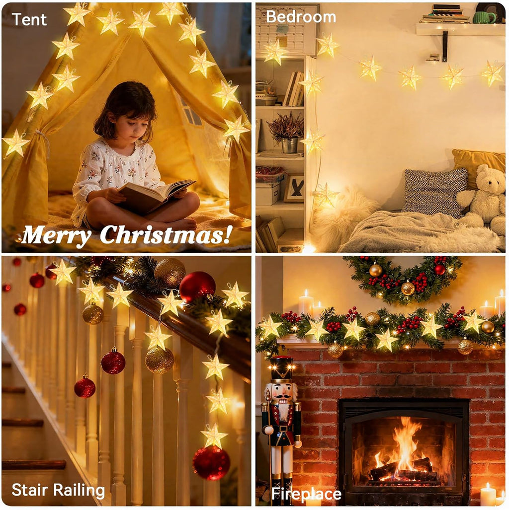 Lewondr 20 LED Star String Lights Battery Operated with 6H Timer