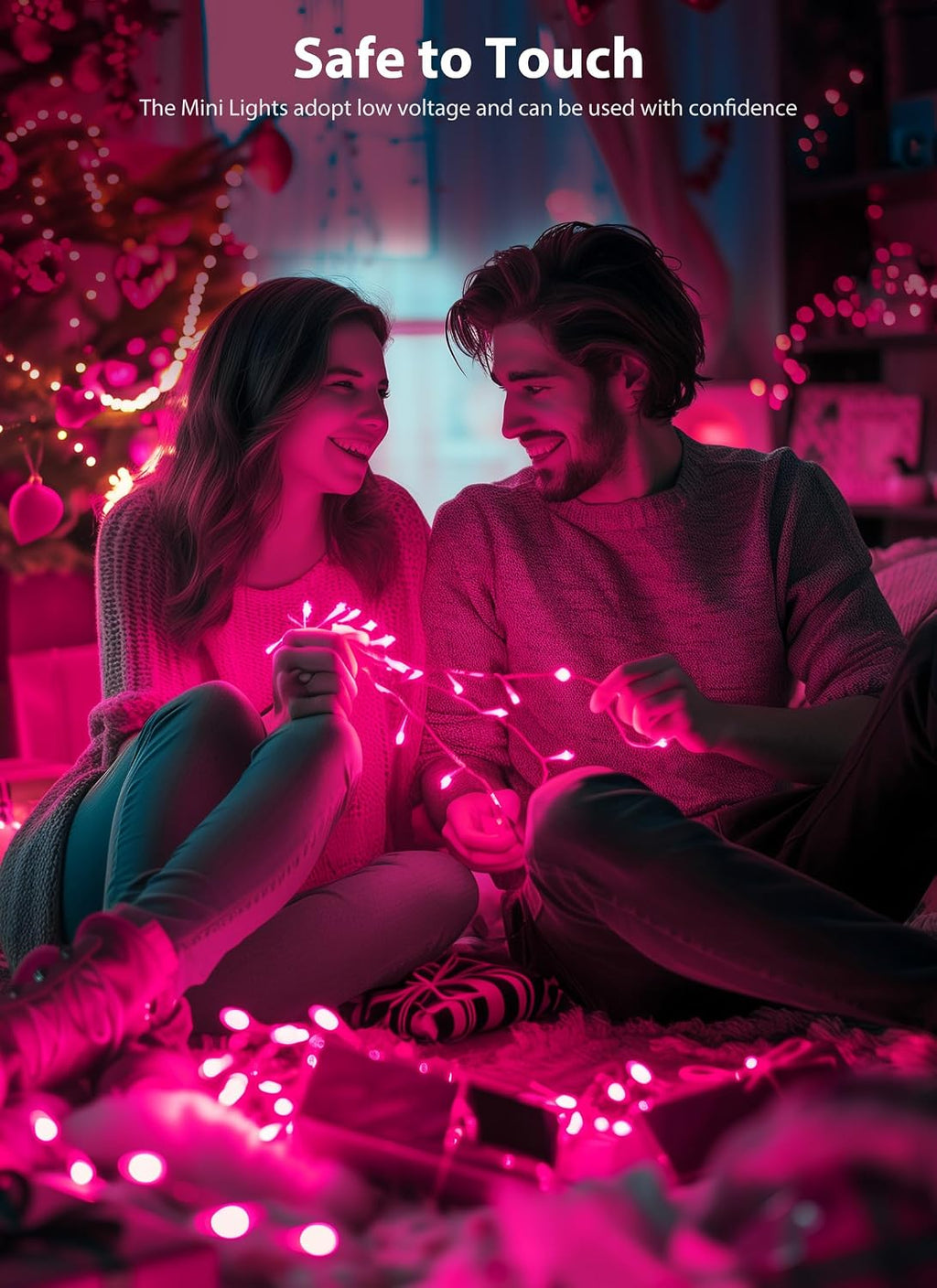 2 Pack Pink Christmas Mini Lights, Total 78Feet 200LED Pink String Light with 8 Lighting Modes, Connectable Valentine's Lights for Indoor Outdoor Valentine's Day Garland Wreath Holiday Decorations