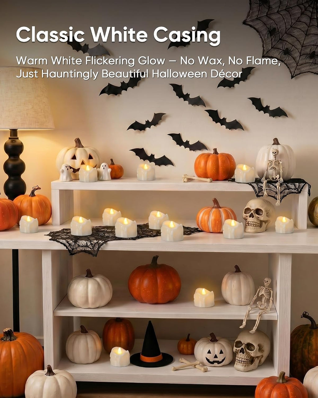 Homemory 12Pack Dripping Flameless LED Tea Lights,1.58"x 1.2",White Body