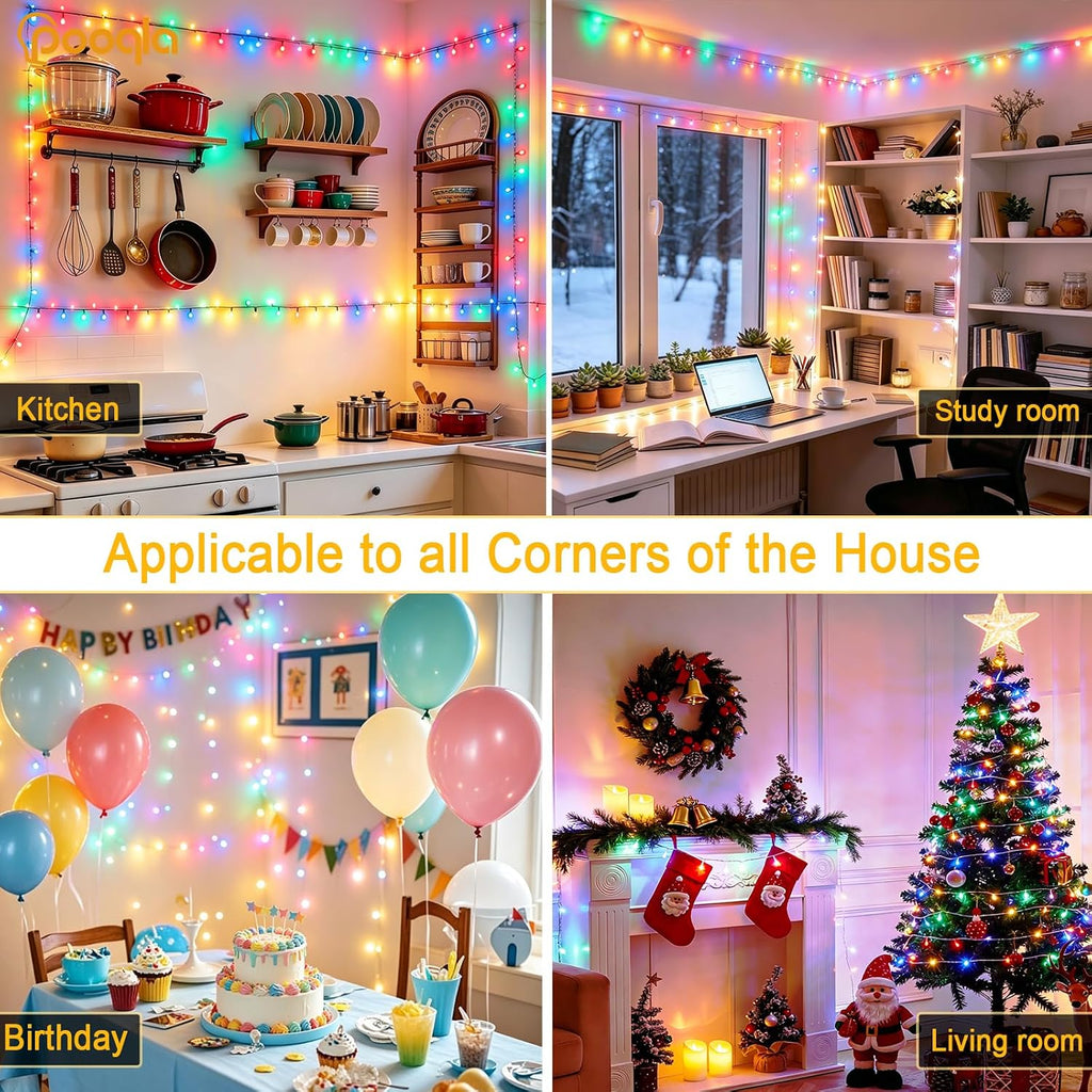Pooqla 1000 LED Colorful Christmas Lights Outdoor String Lights, 328 ft